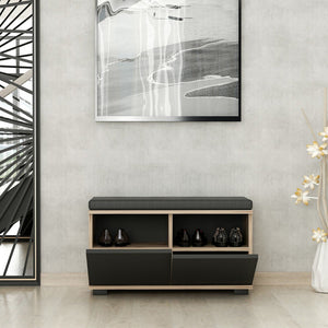 Banc à chaussures Brande avec 2 portes à 4 niveaux 42 x 80 x 35 cm [en.casa]