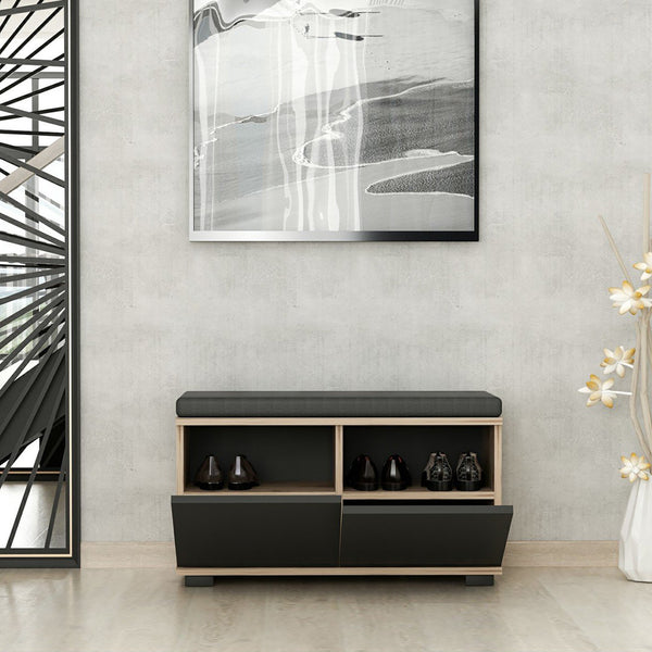 Banc à chaussures Brande avec 2 portes à 4 niveaux 42 x 80 x 35 cm [en.casa]