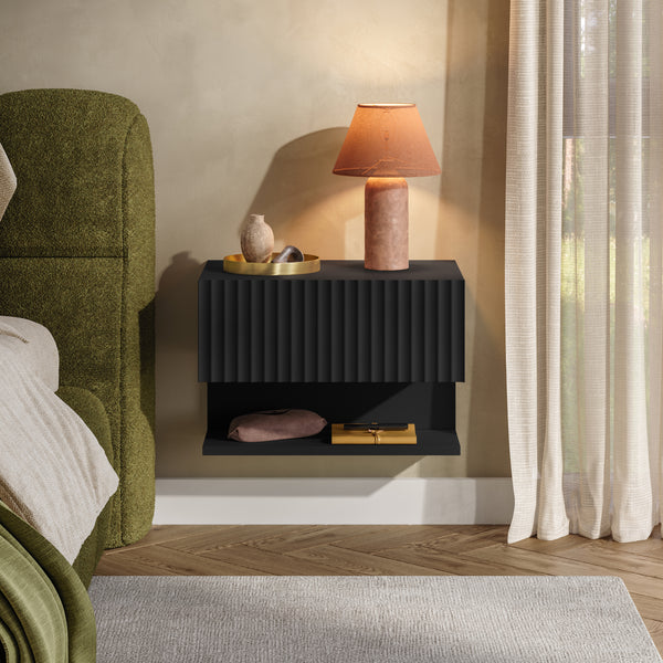 Set di 2 Comodini Sospesi Nand Mobili Notte da Parete con Cassetto [en.casa]