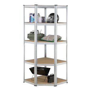 Sistema di Immagazzinamento, Scaffale in Acciaio Zincato con 5 Ripiani in MDF, Scaffalatura per Stoccaggio, Struttura a Incastro - Vari Misure