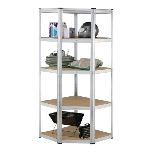 Sistema di Immagazzinamento, Scaffale in Acciaio Zincato con 5 Ripiani in MDF, Scaffalatura per Stoccaggio, Struttura a Incastro - Vari Misure