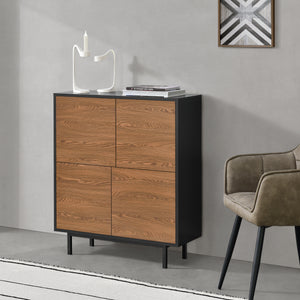 Armoire d’appoint Gnosjö 80x30x93cm Noir/Ton bois foncé en.casa - premiumXL