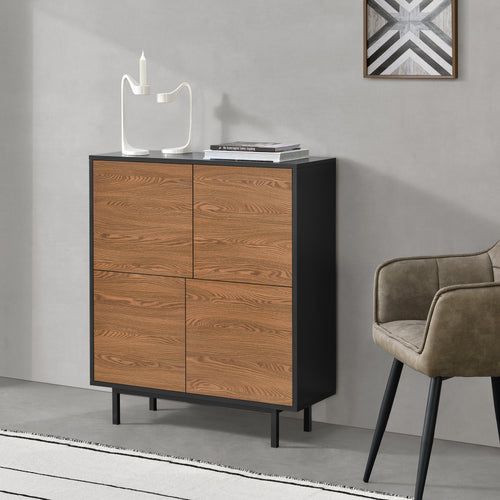 Armoire d’appoint Gnosjö 80x30x93cm Noir/Ton bois foncé en.casa - premiumXL