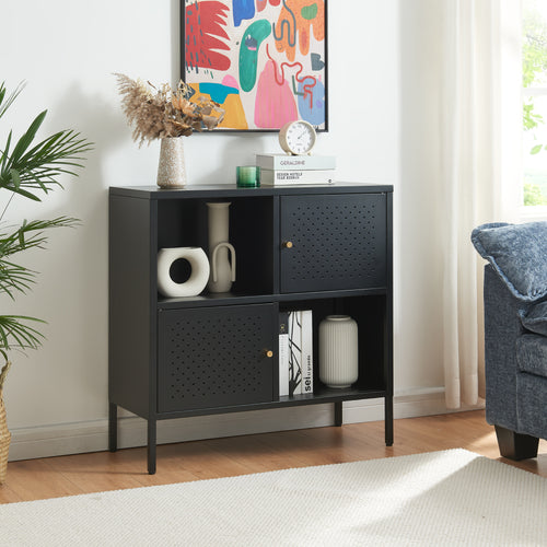 Credenza Comò Janakkala in Acciaio Nero [en.casa]