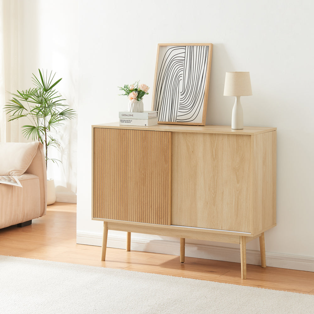 Buffet Landskrona 90 x 115 x 40 cm effet chêne [en.casa]