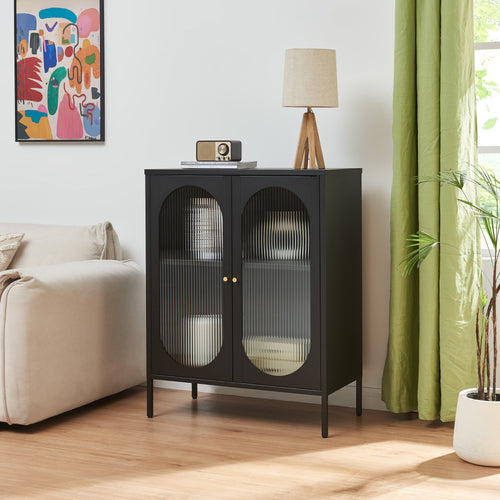 Buffet Karlskrona 102x80x40 cm noir, mat [en.casa] - premiumXL