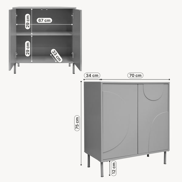 Credenza Holea Comò a 2 Ante 75 x 70 x 34 cm - Vari Colori [en.casa]