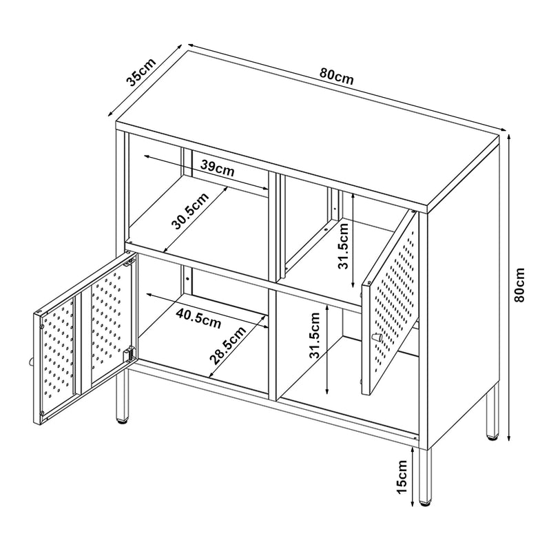 Schizzo in scala Credenza Comò Janakkala in Acciaio Nero [en.casa]