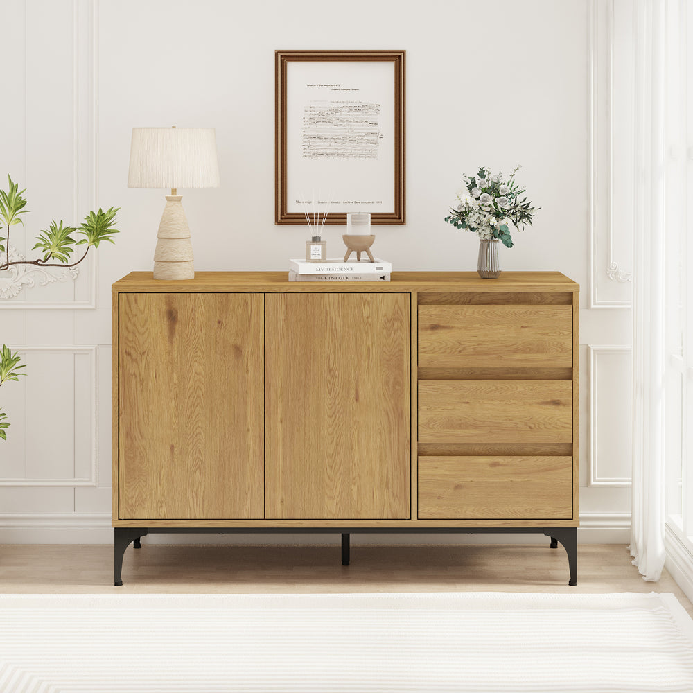 Credenza Bassa Kistiandi a 2 Ante e 3 Cassetti 77 x 120 x 40 cm [en.casa]