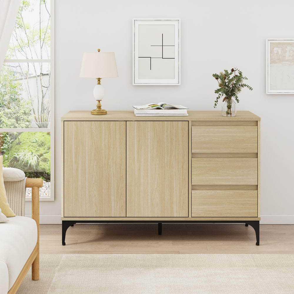 Credenza Bassa Kistiandi a 2 Ante e 3 Cassetti 77 x 120 x 40 cm [en.casa]