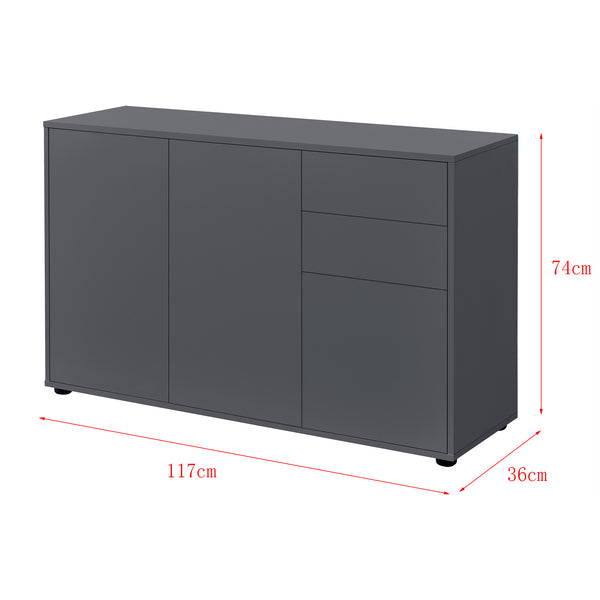 Commode Paarl 74 x 117 x 36 cm avec 3 portes [en.casa] 
