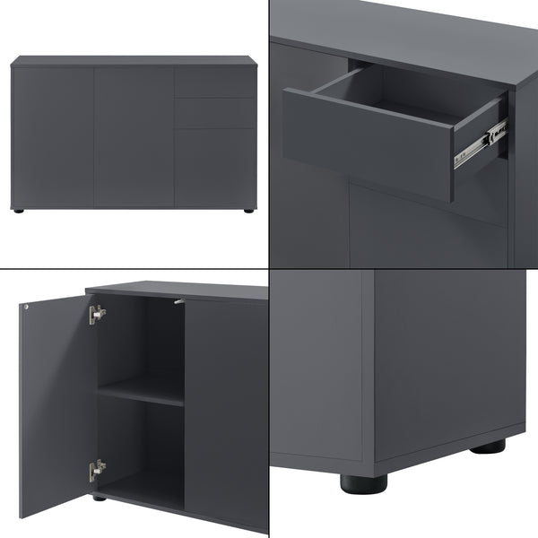 Commode Paarl 74 x 117 x 36 cm avec 3 portes [en.casa] 