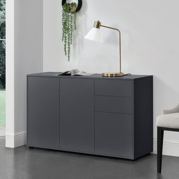 Commode Paarl 74 x 117 x 36 cm avec 3 portes [en.casa] 