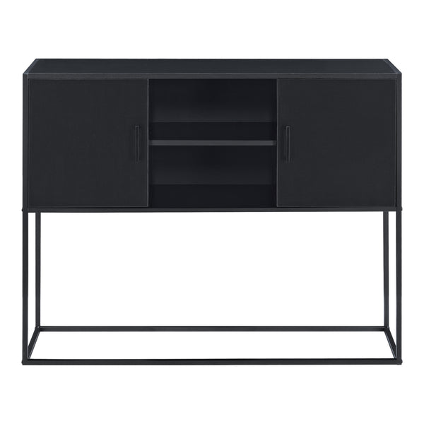 Comò con 2 Ante e 2 Scomparti Aperti, Consolle 90x108,5x30 cm con Telaio in Metallo, Mobiletto Multiuso per Camera/Ufficio - Vari Colori