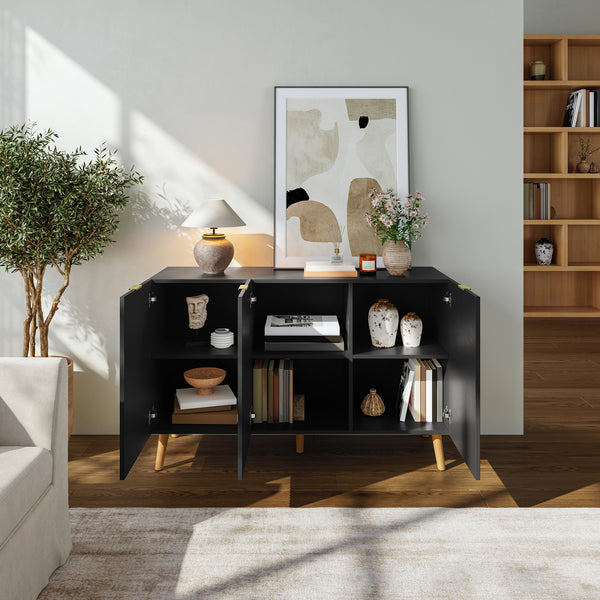Credenza Nand Madia con Ante Scanalate 120x40x76 cm [en.casa] 