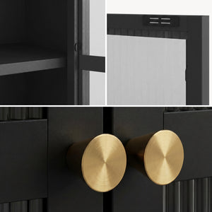 Credenza Säkylä Comò con Ante in Vetro Scanalato [en.casa]