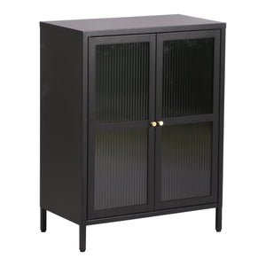 Buffet Säkylä acier verre strié 84 x 64 x 35 cm [en.casa]
