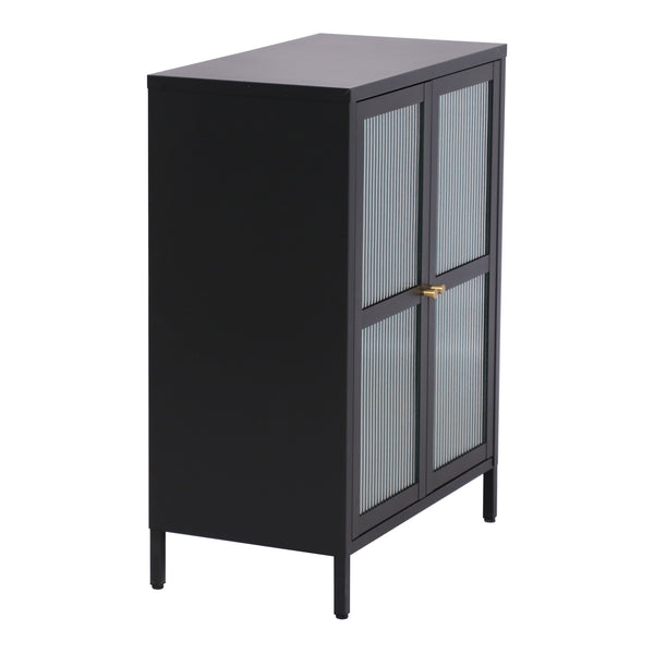 Buffet Säkylä acier verre strié 84 x 64 x 35 cm [en.casa]
