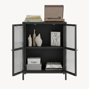 Credenza Säkylä Comò con Ante in Vetro Scanalato [en.casa]