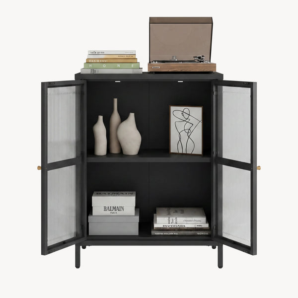 Credenza Säkylä Comò con Ante in Vetro Scanalato [en.casa]