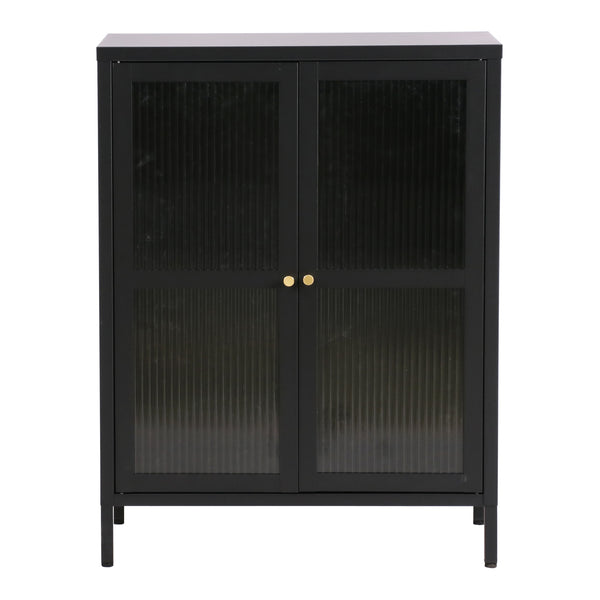 Buffet Säkylä acier verre strié 84 x 64 x 35 cm [en.casa]
