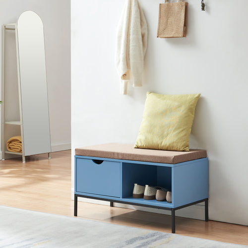 Banc à chaussures Colwyn 80 x 40 x 45 cm bleu [en.casa]