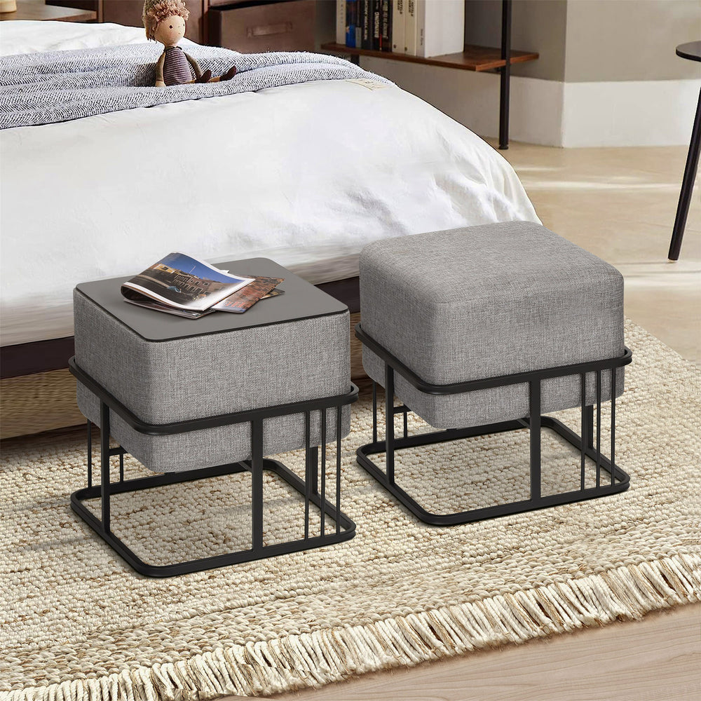 Set 2 Pouf TAS Reversibili Impilabili Seduta Imbottita e Piano Rigido [en.casa] 