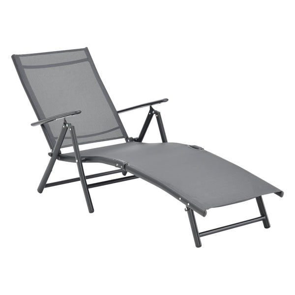 Transat Alborea Inclinable 160° Bain de Soleil avec Accoudoirs 150 x 65 x 86 cm [en.casa]