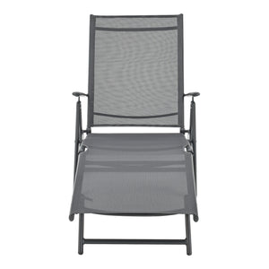 Transat Alborea Inclinable 160° Bain de Soleil avec Accoudoirs 150 x 65 x 86 cm [en.casa]