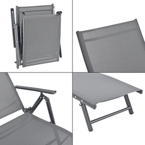 Transat Alborea Inclinable 160° Bain de Soleil avec Accoudoirs 150 x 65 x 86 cm [en.casa]