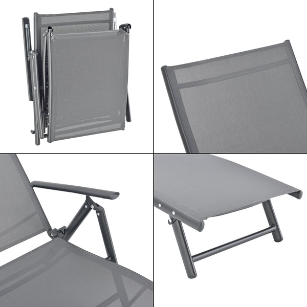 Transat Alborea Inclinable 160° Bain de Soleil avec Accoudoirs 150 x 65 x 86 cm [en.casa]
