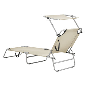 Set di 2 Lettini Prendisole Argozelo Pieghevoli con Tettuccio Parasole Regolabile casa.pro