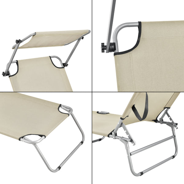 Set di 2 Lettini Prendisole Argozelo Pieghevoli con Tettuccio Parasole Regolabile casa.pro