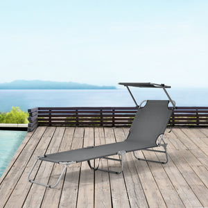 Lot de 2 Transats Argozelo avec Pare-Soleil Acier Polyester plusieurs couleurs [casa.pro]