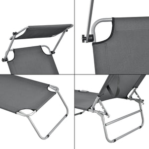 Lot de 2 Transats Argozelo avec Pare-Soleil Acier Polyester plusieurs couleurs [casa.pro]