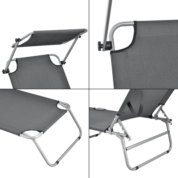 Lot de 2 Transats Argozelo avec Pare-Soleil Acier Polyester plusieurs couleurs [casa.pro]