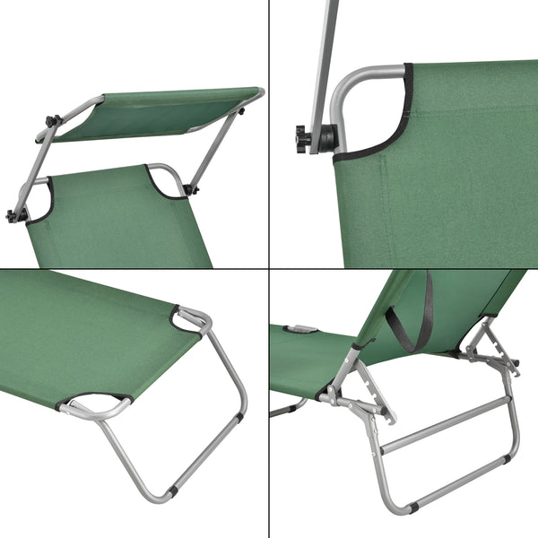 Set di 2 Lettini Prendisole Argozelo Pieghevoli con Tettuccio Parasole Regolabile casa.pro