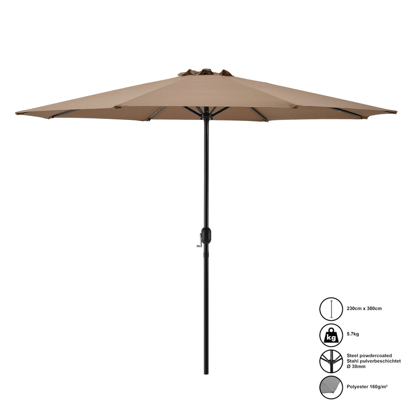 Croquis coté Parasol de Jardin Résistant UV Imperméable Polyester Acier 300 x 230 cm [casa.pro]