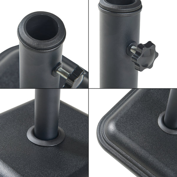 Pied de parasol Biccari avec adaptateurs 33 37 41 48 mm béton noir casa.pro