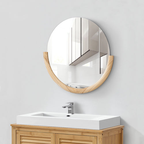 Wandspiegel Atri rund natur mit Rahmen 61x64cm [en.casa]