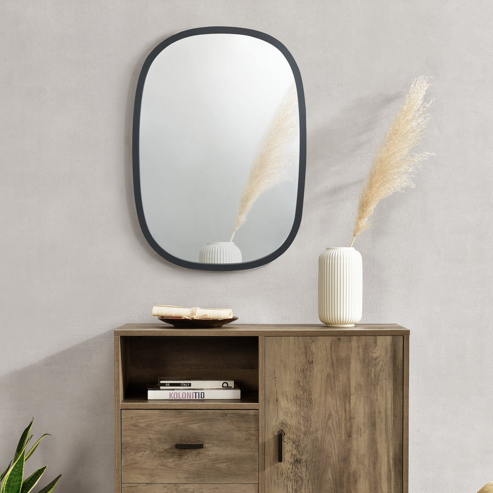 Specchio da parete Copertino 70x50 cm nero, opaco [en.casa] - premiumXL
