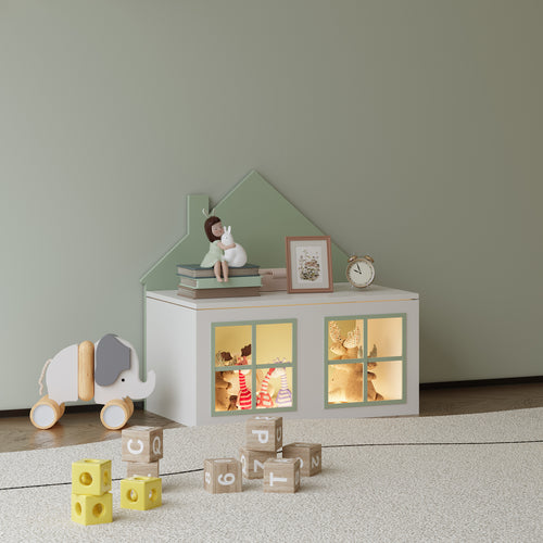 Coffre à jouets Vipsali 56x60x33 cm vert menthe/blanc [en.casa] - premiumXL