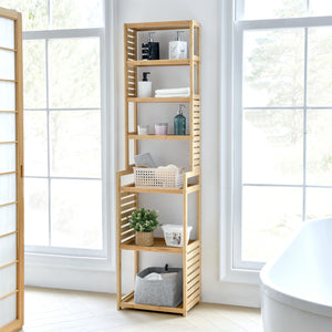 Scaffale Forssa 165 x 42 x 28 cm bambù naturale [en.casa] - premiumXL