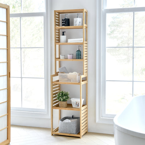 Scaffale Forssa 165 x 42 x 28 cm bambù naturale [en.casa] - premiumXL