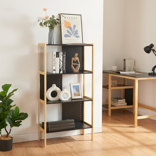 Scaffale Dønna 120x63x28cm Nero/Color legno [en.casa] - premiumXL