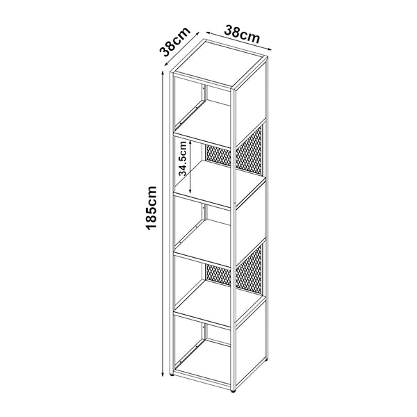 Scaffale da Terra Finspång Libreria in Acciaio 185 x 38 x 38 cm [en.casa]