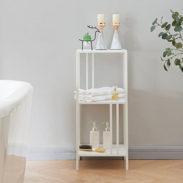 Scaffale Basso Kumlinge in Acciaio a 3 Ripiani Quadrati 80 x 35 x 35 cm - Vari Colori [en.casa] 