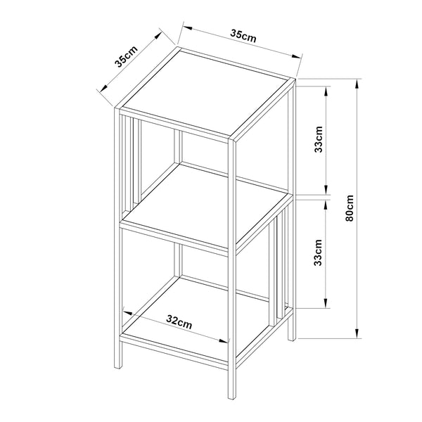 Scaffale Basso Kumlinge in Acciaio a 3 Ripiani Quadrati 80 x 35 x 35 cm - Vari Colori [en.casa] 