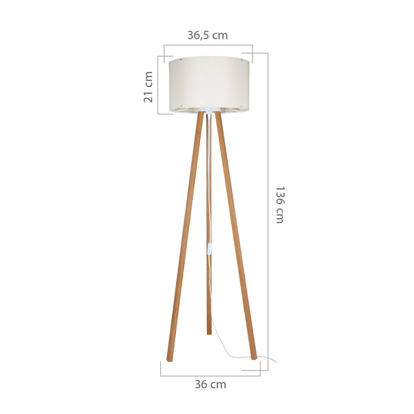 Lampadaire Keynes trépied hauteur 136 cm E27 [lux.pro]