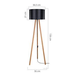 Lampada da Terra 'Keynes' Piantana a Treppiedi con Paralume Cilindrico in Tessuto/PVC - Vari Colori [lux.pro]